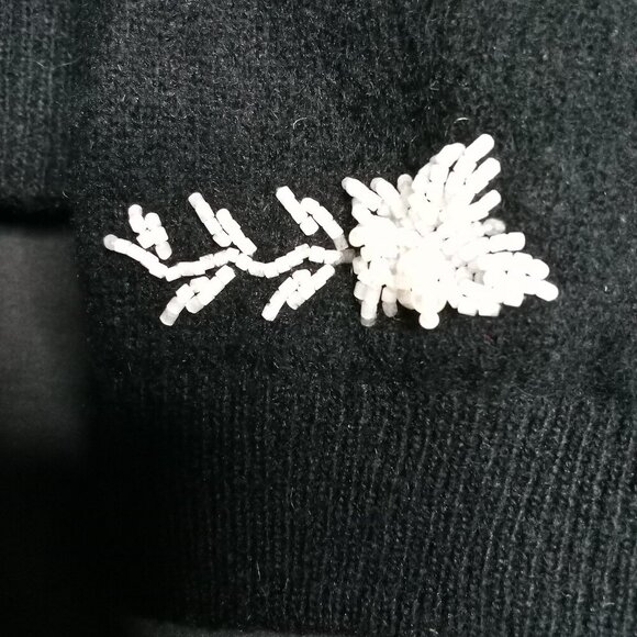 Vintage MCM Sangwoo Floral Beaded Wool Cardigan Sweater - Picture 3 of 5